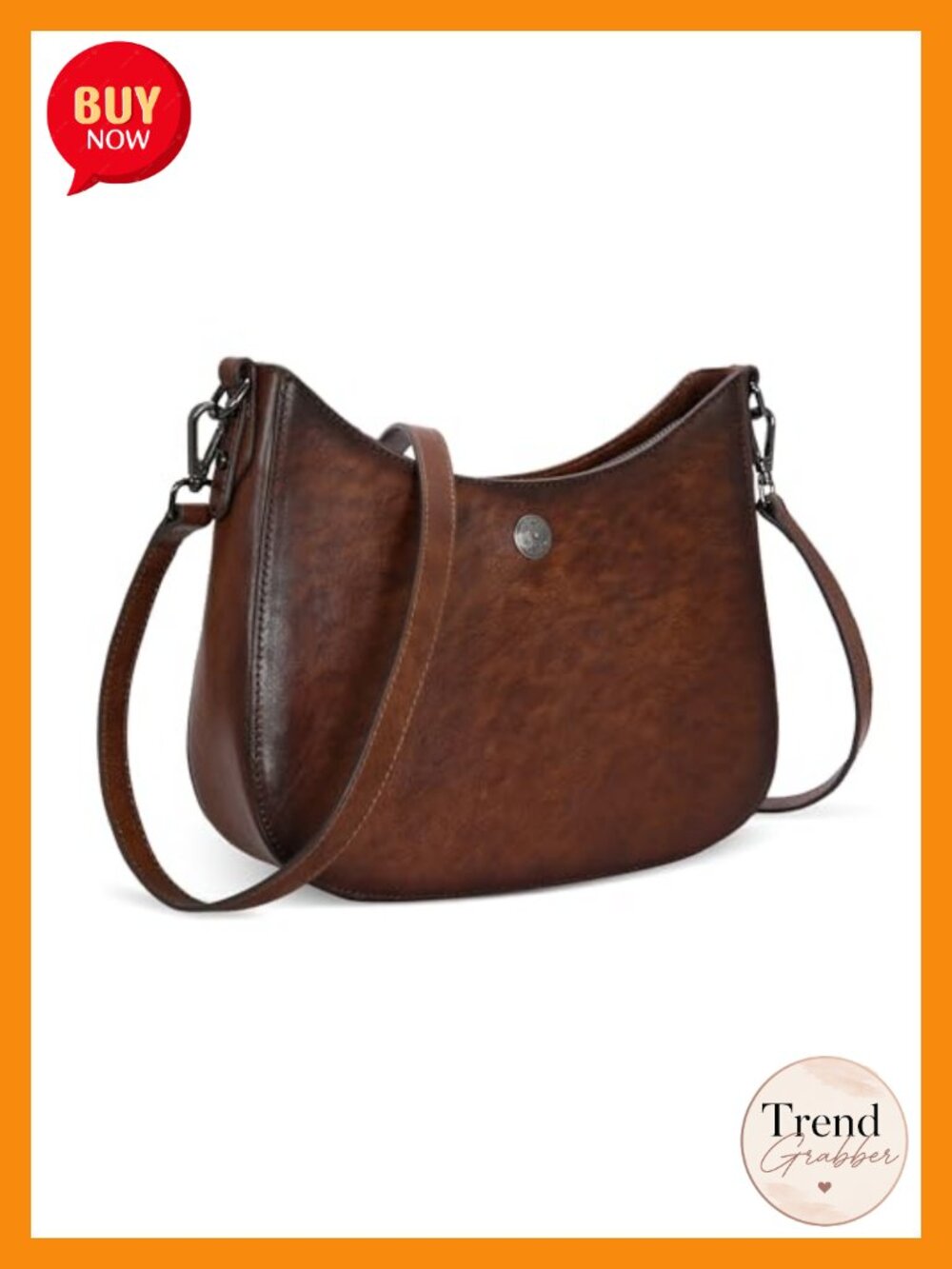Genuine Leather Crescent Crossbody Shoulder Bag Half Moon Satchel